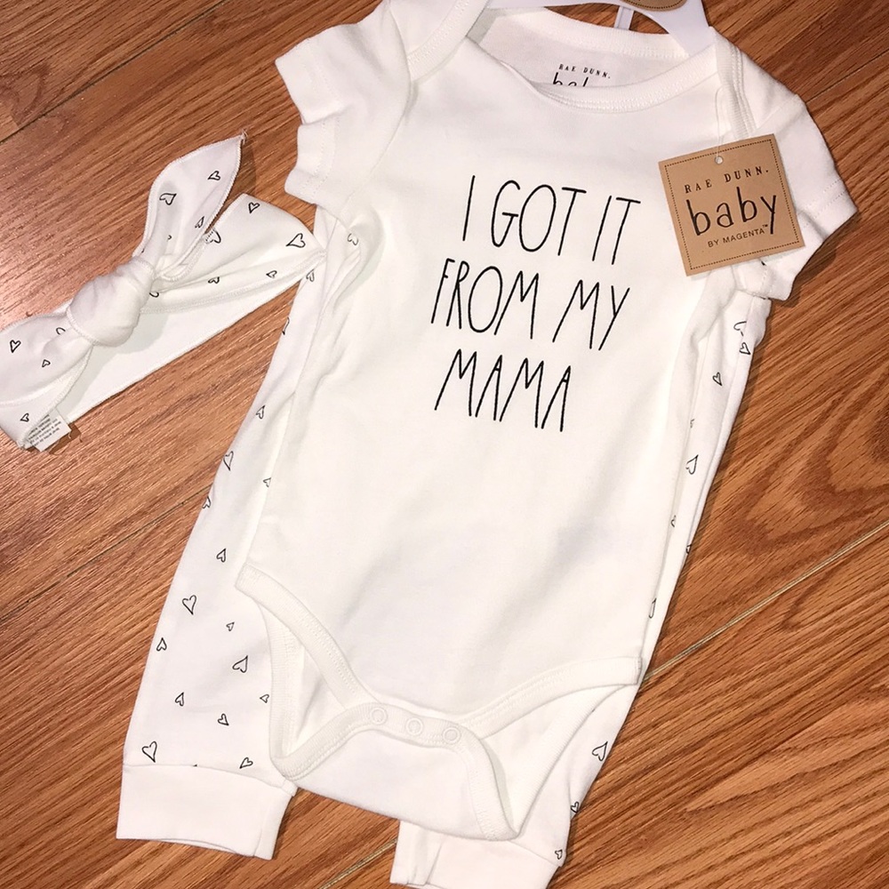 Rae Dunn 2 Piece Set. Headband Included. New With Tags!